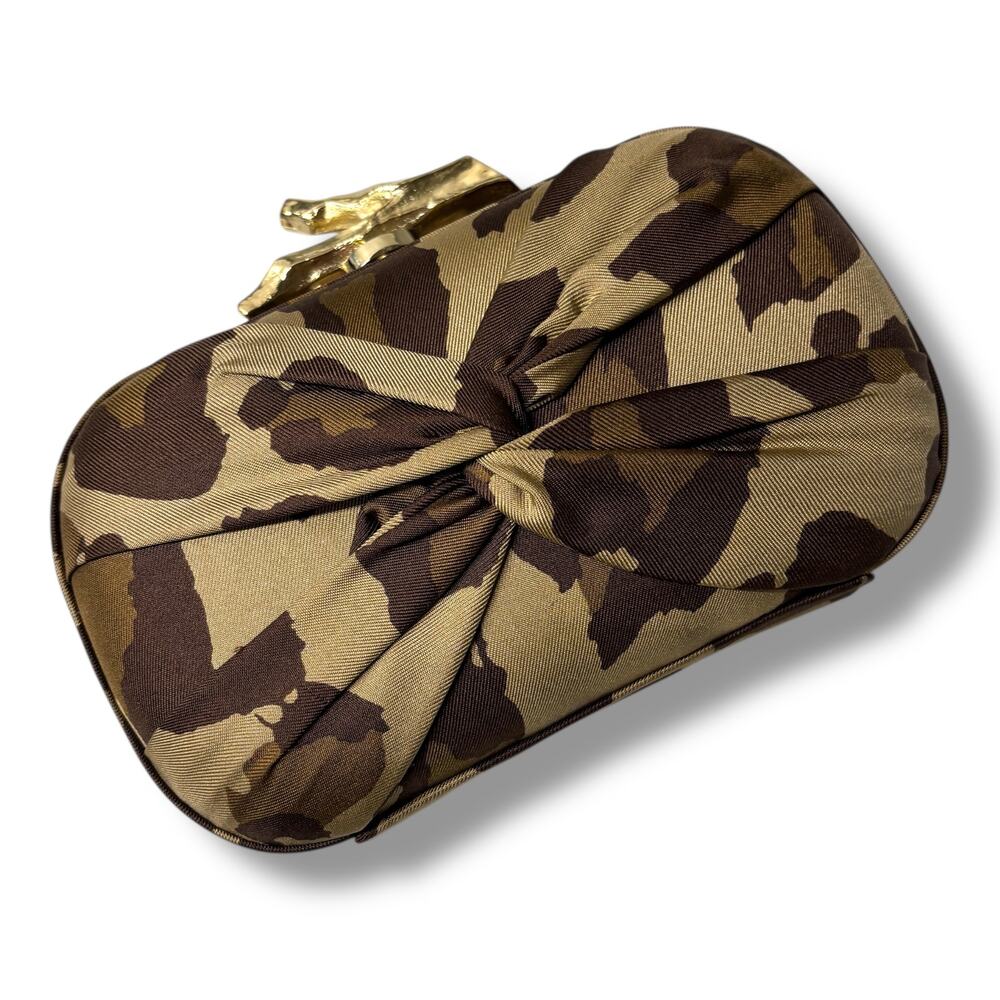 Diane Von Furstenberg Satin Leopard Clutch Love Knot Small DVF 2011 Animal Print